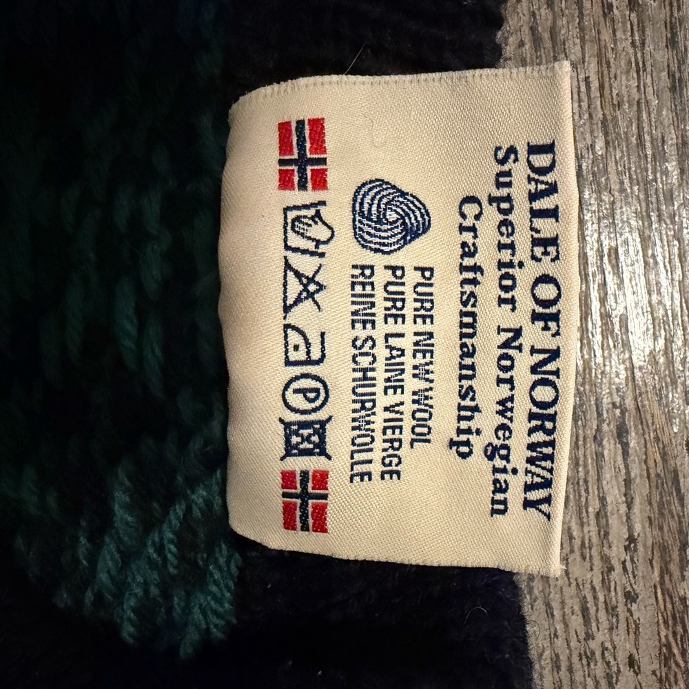 Dale of Norway Black Cardigan with Cream, Red & Green Nordic Motif - Picture 3 of 5